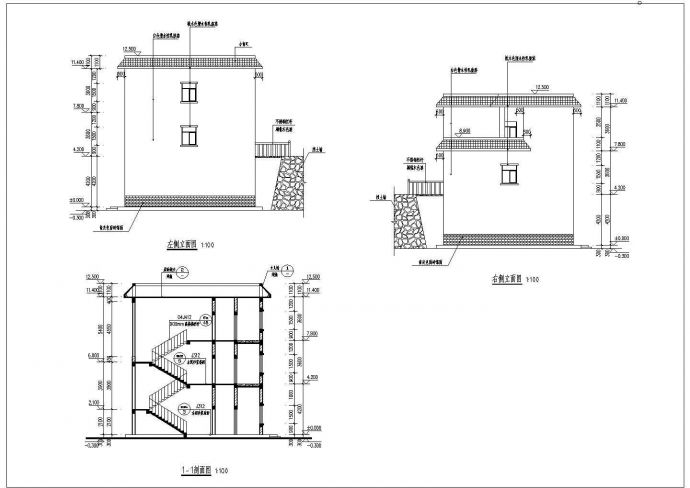 某地区三层框架结构办公楼建筑设计方案图_图1