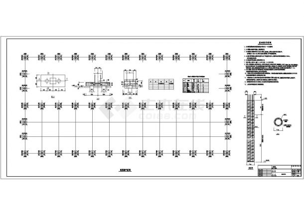 武汉市单层多跨轻型门式钢架厂房整套施工图（屋架为方管衍架、共5栋厂房）-图二