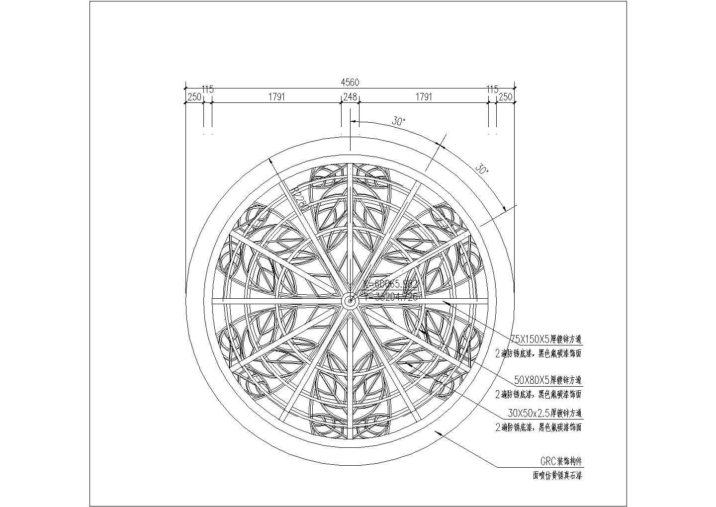 小区欧式景观亭建筑及结构全套施工图纸