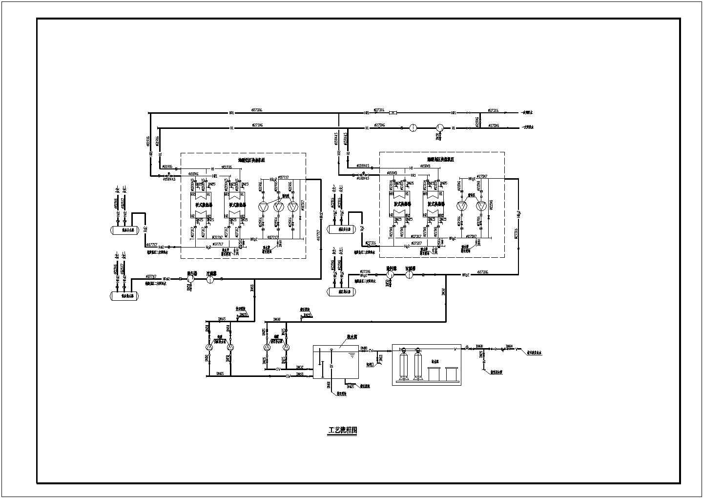 某小区集中供热热力站（分区供热）设计施工图