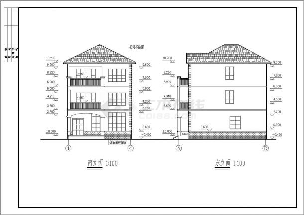 某地区3层框架结构别墅建筑设计施工图-图一