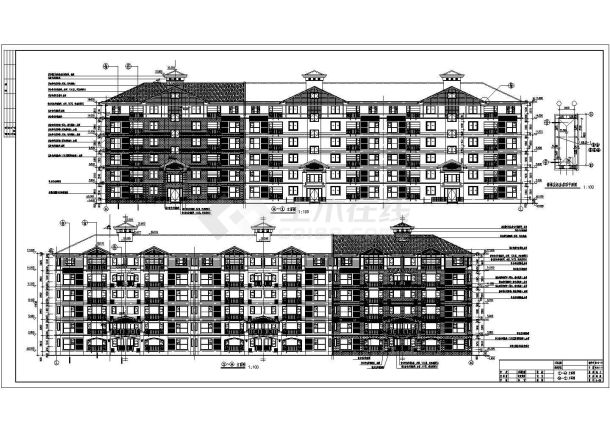 【北京】某六层带阁楼坡屋顶住宅楼建筑结构水暖电施工图-图一