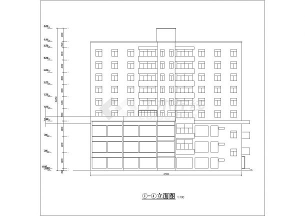 某地区地下一层地上九层框架结构商住楼建筑设计方案图-图二