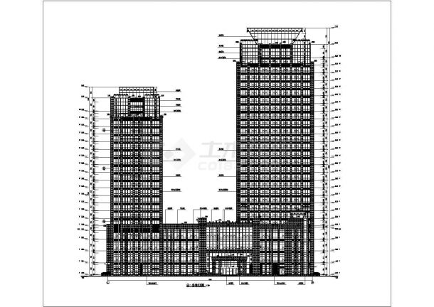 某地二十六层框架剪力墙结构商业综合体建筑设计方案图纸-图二