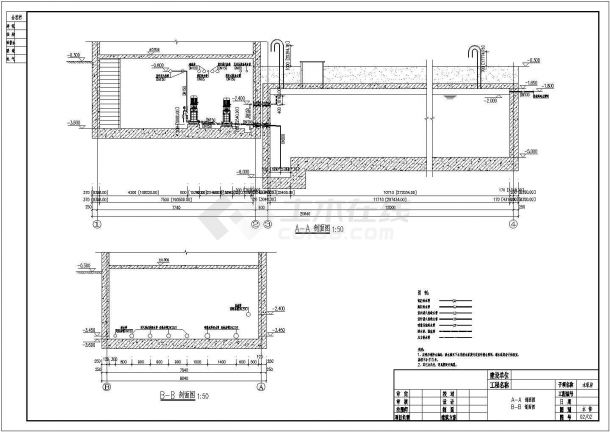 某单层剪力墙结构地下水泵房建筑设计施工图-图一