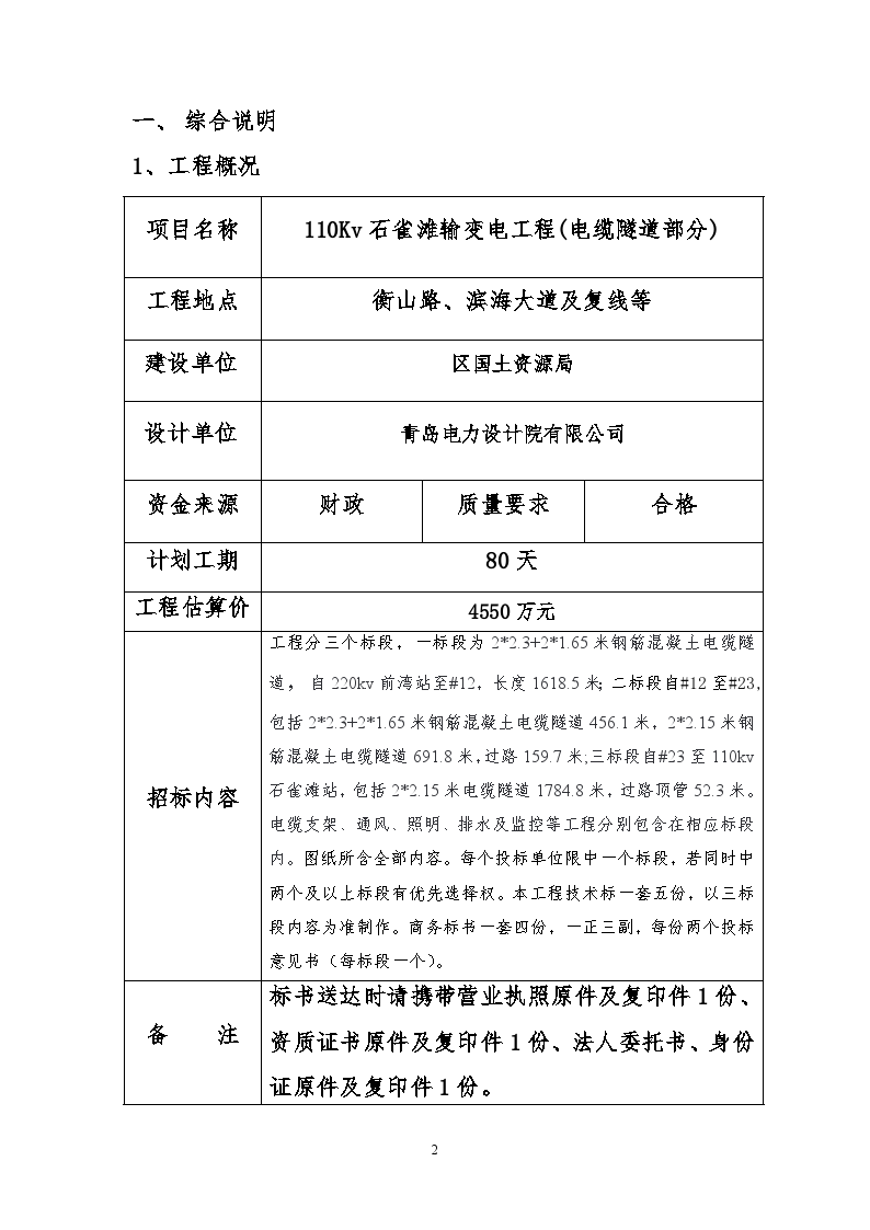 开发区输变电工程(电缆隧道部分)招标文件-图二