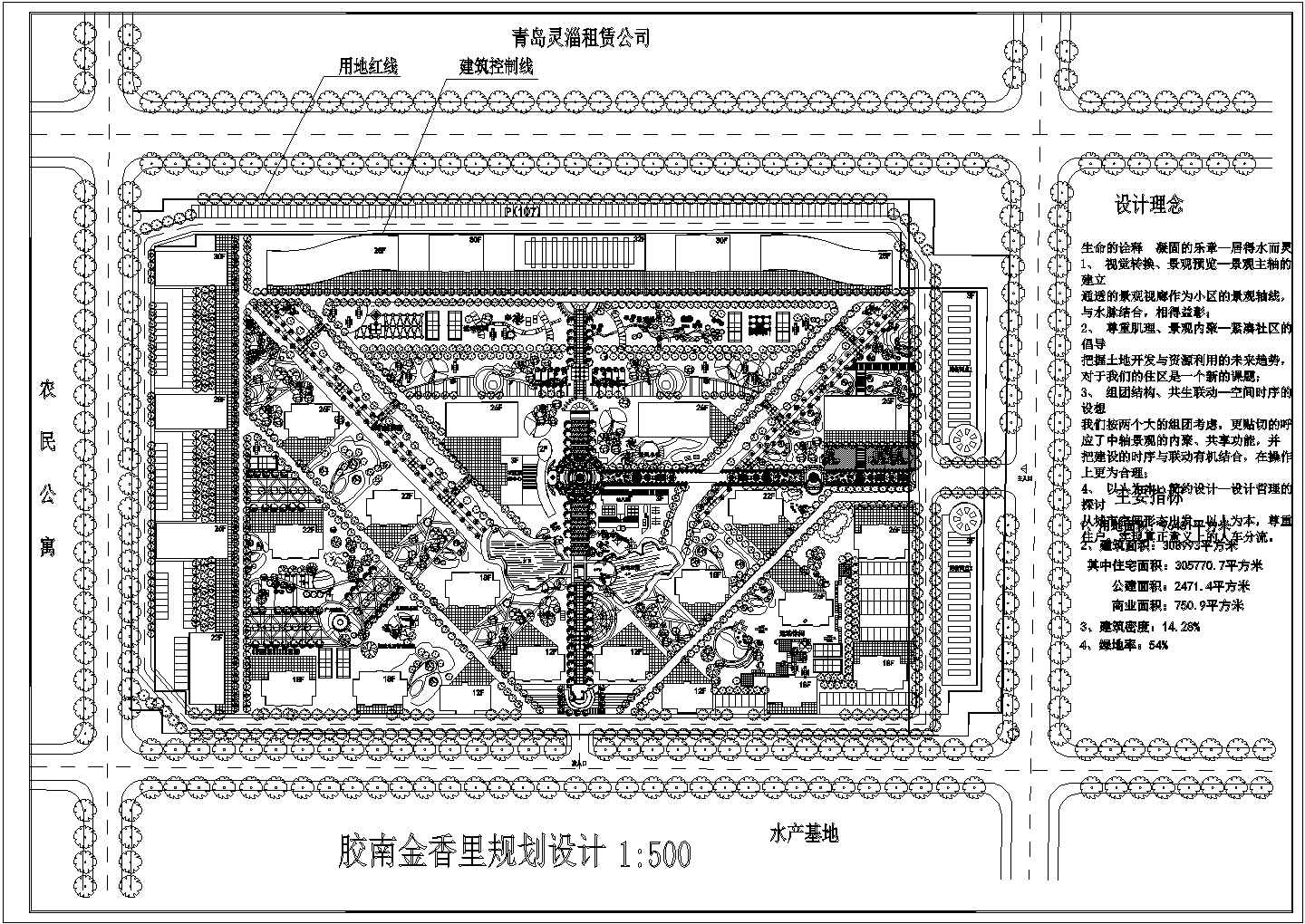青岛市某公司设计花园居住区景观规划设计图