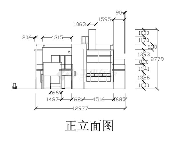 某地高档别墅平剖立面图-图一