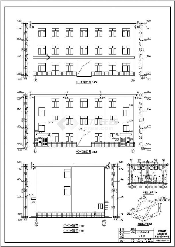 某地区3层框架结构商住楼建筑设计施工图-图一