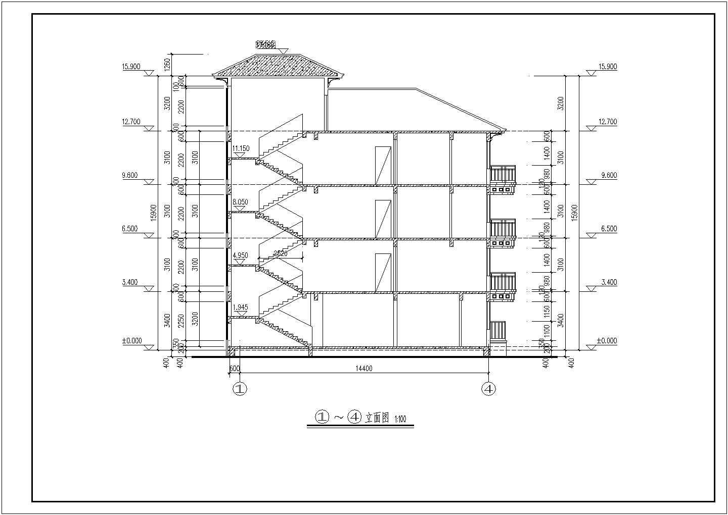某地四层框架结构别墅建筑结构设计施工图纸