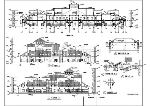 某地多套三层别墅建筑设计方案图纸（含两层）-图二