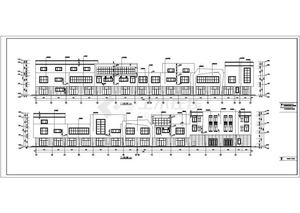 东北五大连池市某地局部三层框架结构步行街商服建筑设计施工图纸-图一