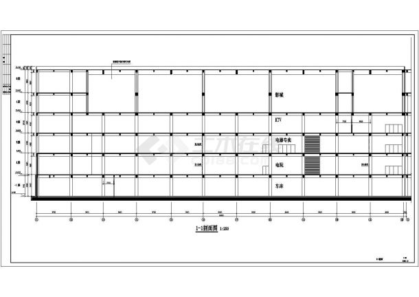 某地四层框架结构商业广场建筑施工图纸-图二