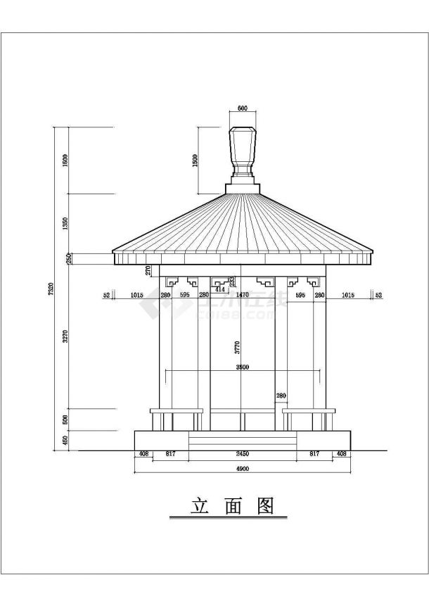 【福建】某陵园六角园亭结构设计图纸-图二