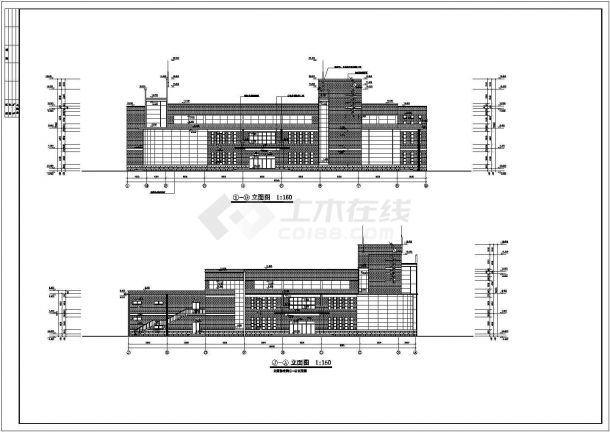 某地三层框架结构学校食堂建筑设计施工图纸-图一
