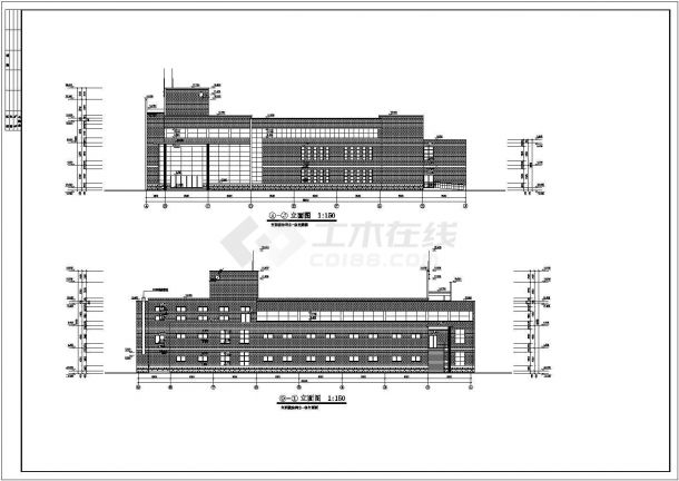 某地三层框架结构学校食堂建筑设计施工图纸-图二