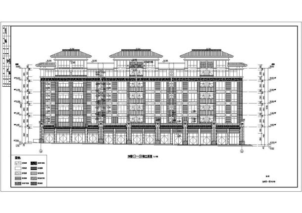 某华南地区6层框架沿街商住楼建筑施工图-图一