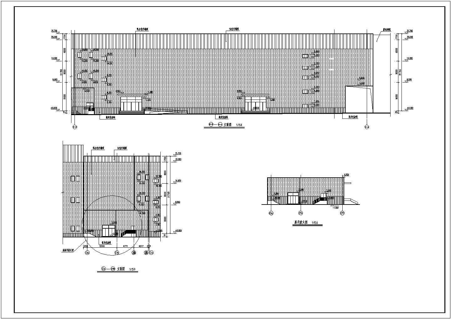 大连3层框架结构钢结构商场建筑方案设计图纸
