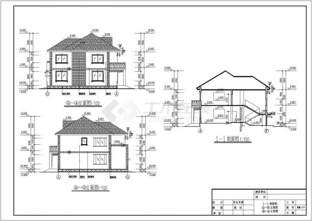 某地两层砖混结构独栋别墅建筑设计施工图纸-图二