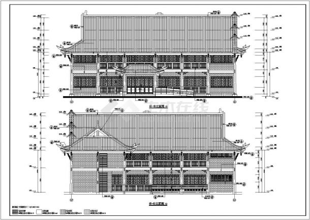 【湖北】二层框架结构仿古建商业门面建筑方案图-图二
