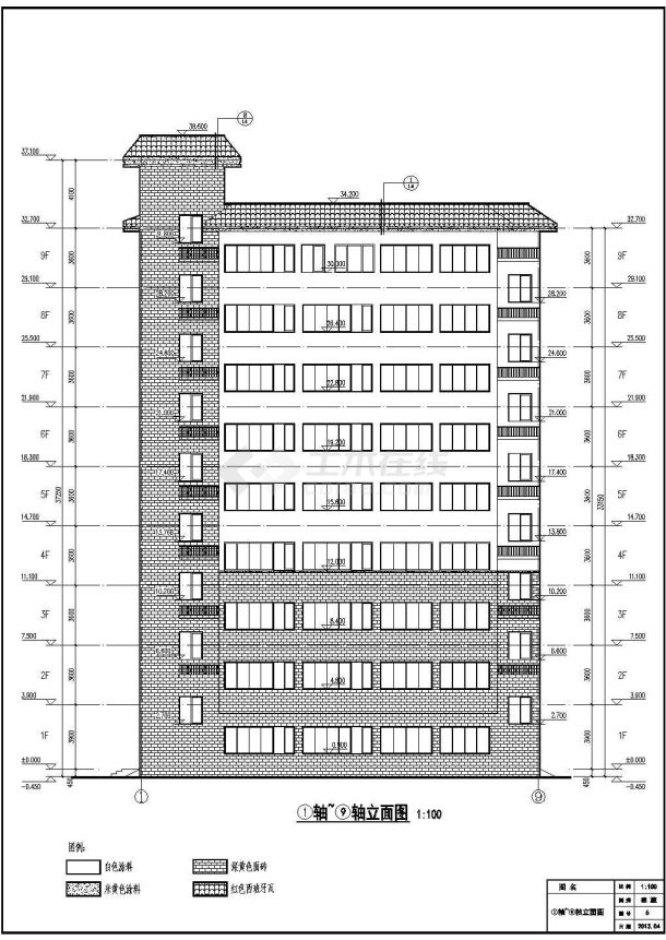 某地九层框架结构旅馆建筑结构施工图-图一