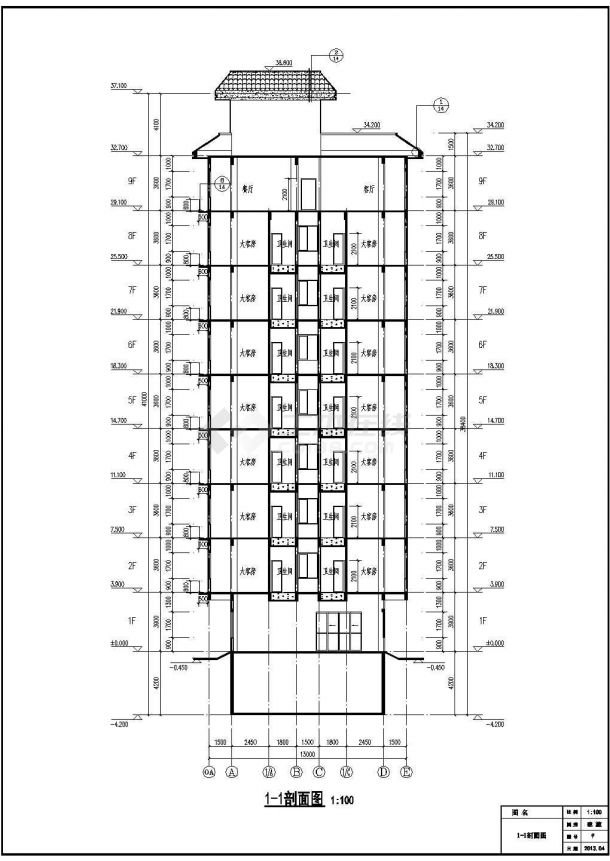 某地九层框架结构旅馆建筑结构施工图-图二