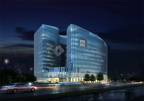 【北京】高层框剪现代风格办公楼方案文本（多个方案）-图一