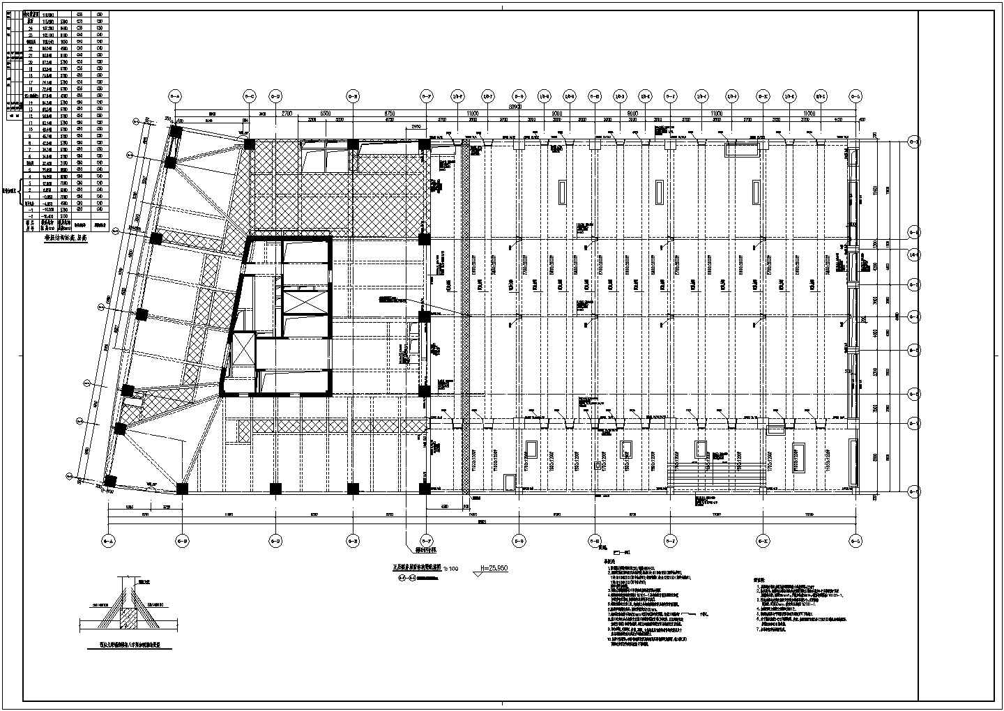 某酒店裙房大跨屋面预应力梁结构设计41M方案图（附现场图）
