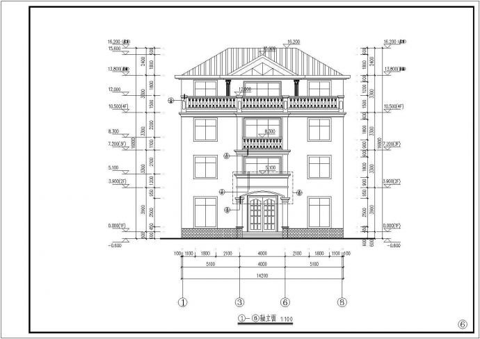 某地四层框架结构别墅建筑设计方案图纸_图1
