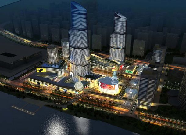 【温州】大型现代滨水商务中心规划设计方案文本（玻璃幕墙）-图一