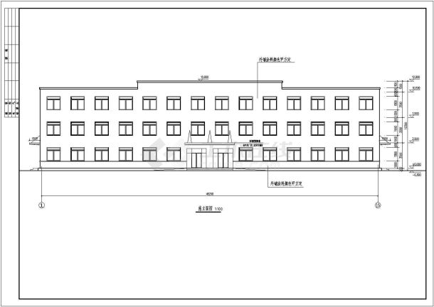 某中学三层学生宿舍楼建筑设计方案图-图一