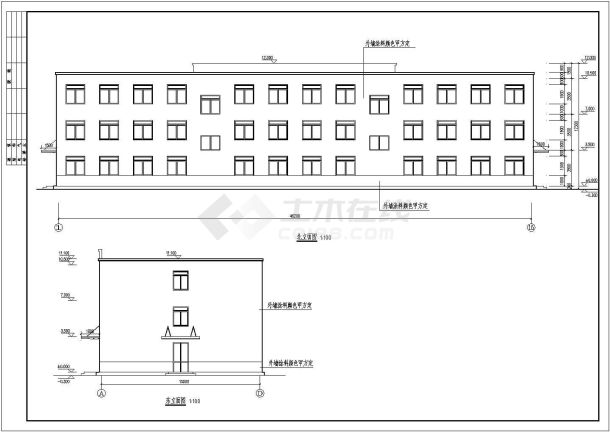 某中学三层学生宿舍楼建筑设计方案图-图二