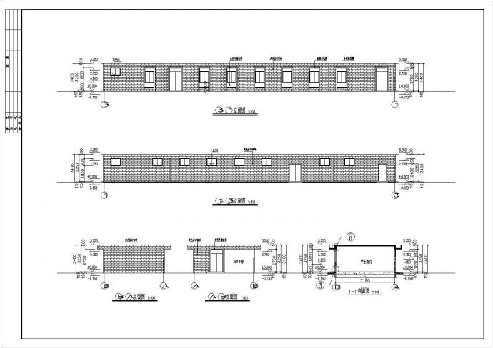 北京某中学一层砖混结构综合用房全套设计施工图纸_图1
