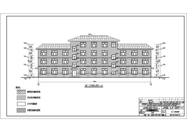 江西某地3层框架结构办公楼建筑设计施工图纸-图二