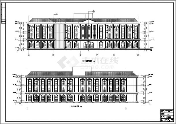 【辽宁】三层框架结构欧式办公楼建筑设计施工图纸-图二