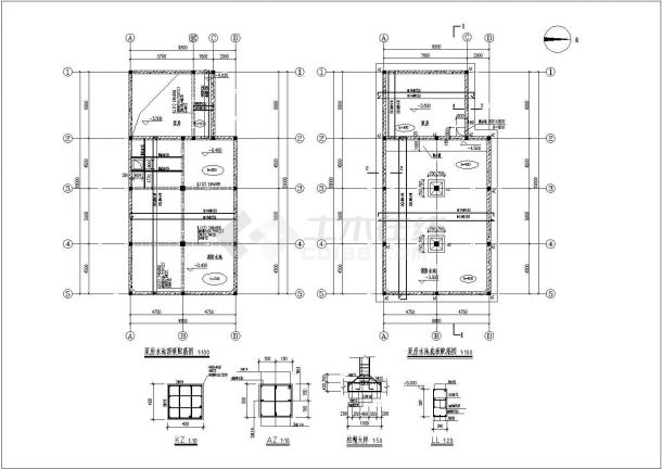 某地4.05m深泵房结构设计施工图-图二
