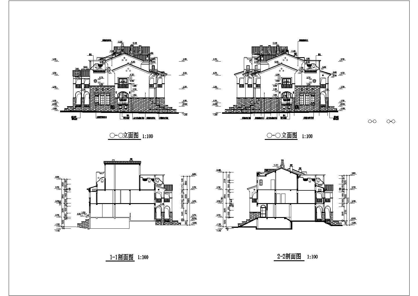 某地农村多层联排别墅建筑方案设计图