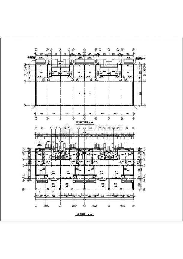 带地下室三层联排别墅建筑设计方案图纸-图二