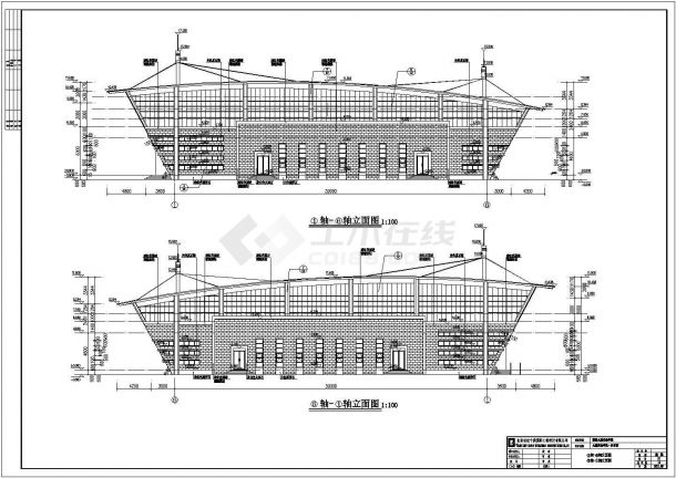 某地一层框架结构学校体育馆建筑设计施工图纸-图二