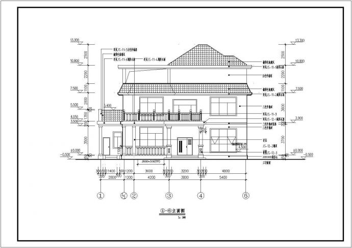 某地3层框架结构简中式别墅建筑施工图_图1