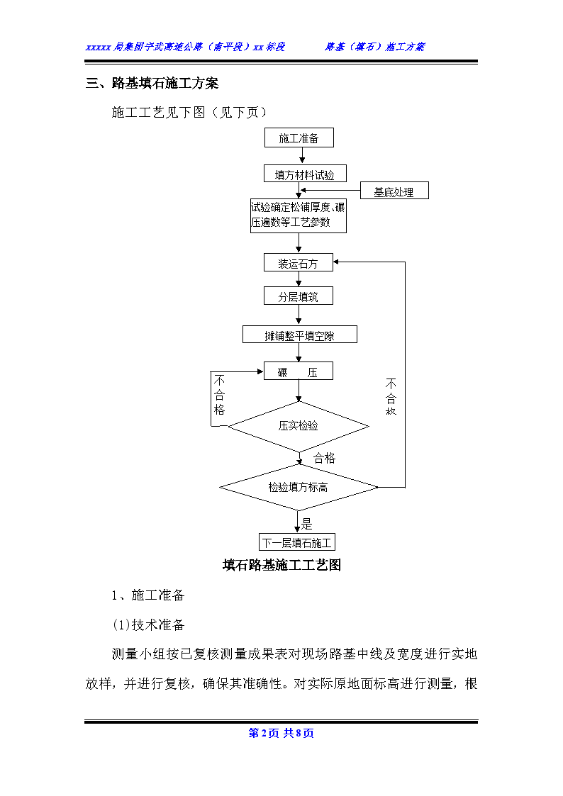 宁武高速公路(南平段)某合同段路基(填石)施工方案-图二