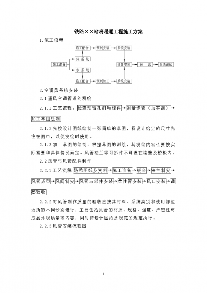 某铁路站房暖通工程施工方案_图1