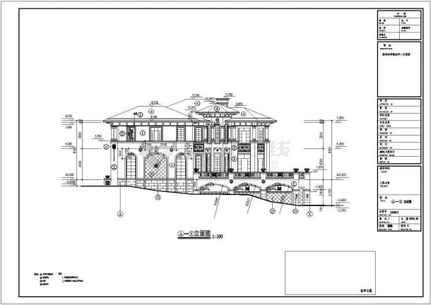 【深圳】二层欧式风格框架别墅建筑施工图（含效果图）-图一
