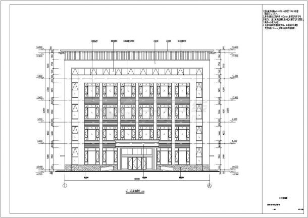4层多层办公建筑设计施工图-图二