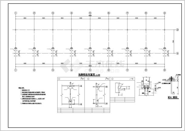 某7.6米跨行车道钢棚结构设计施工图-图二