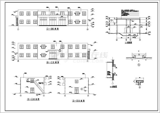 某地区两层砖混结构消防站建筑设计施工图-图一