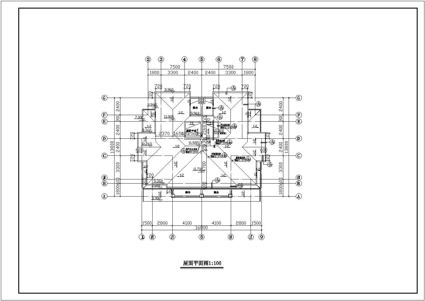 某地示范小区三层双联别墅楼建筑设计施工图