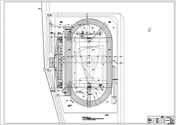 某新建校区看台、树胶跑道、羽毛球场建筑施工图-图一