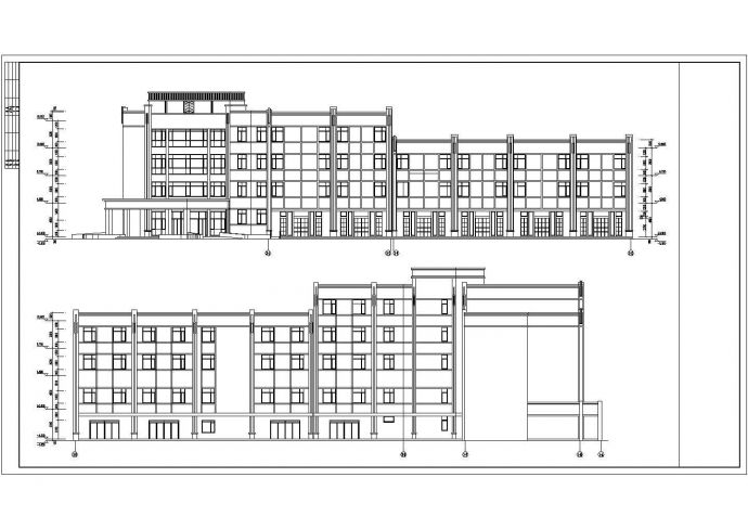某地4层框架结构宾馆建筑方案图带效果_图1