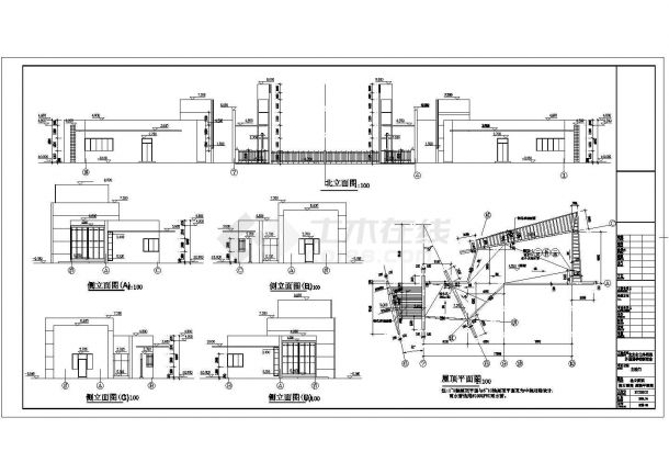 北京市某外国语学校框架结构主大门设计施工图-图二